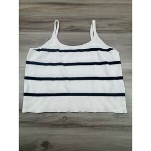 Old Navy Nara Tank Top Womens Large White Black Striped Knit Scoop Neck